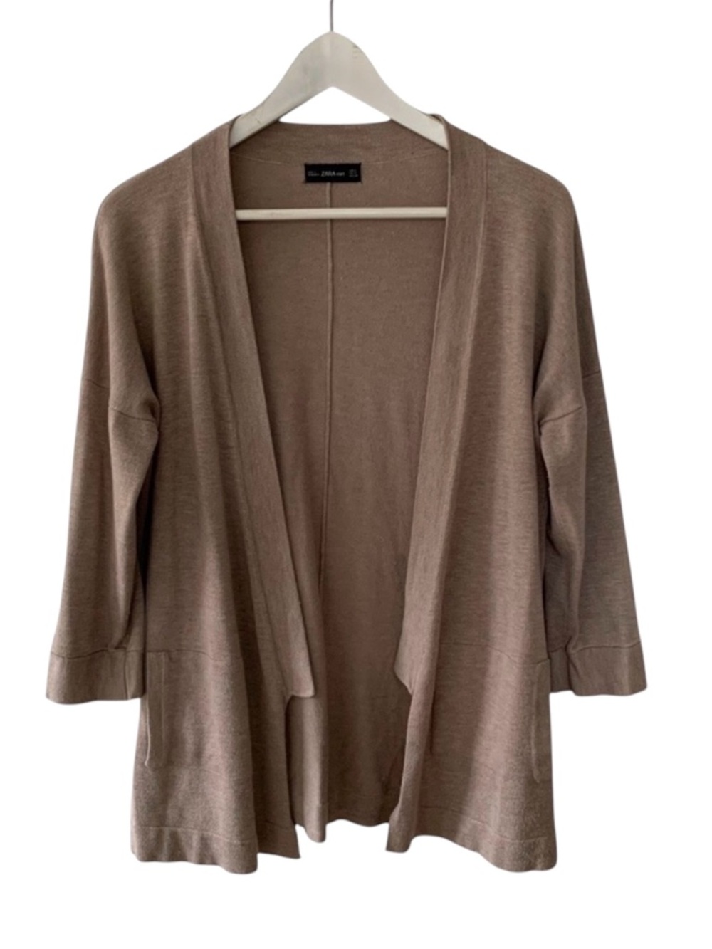 Zara Knit Lightweight Tan Brown Cardigan Women’s Medium With Pockets